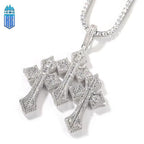 Mặt dây chuyền 3 Crosss CZ Stone Bling Ice Out Triple Cross Pendants Necklace. MDC-CZ-10006