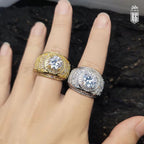 Nhẫn Hip Hop Claw Setting Big CZ Full Zircons Surface Ring Brass Shiny Rings. NX-CZ-10004