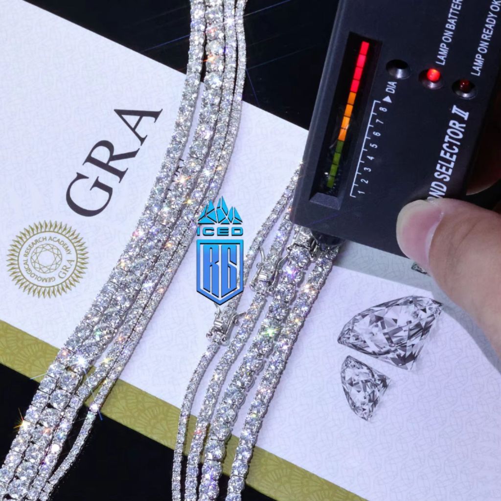 Moissanite Tennis Chain Necklace 925 Silver Iced Out VVS Pass Diamond Tester 2/3/4/5mm DC-MS-10003