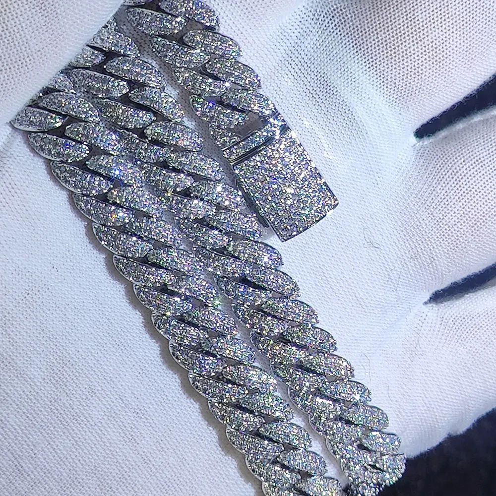 Dây chuyền size10mm Hip Hop Cubic Zircon Iced Out Bubbles Cuban Link Chain Necklace - DC-CZ-10001