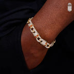 Lắc tay hình đầu lâu. Đá CZ, Mois. Skeleton Link Bracelet 925 Sterling Silver Mois. LT-CZ-MS-10004