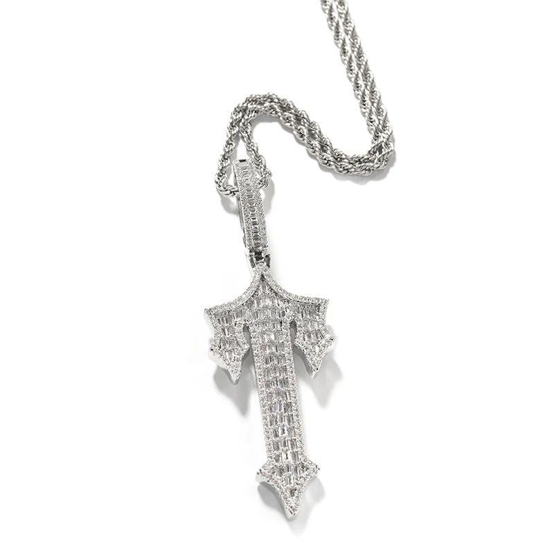 Mặt dây chuyền Cross CZ Stone Paved Bling Iced Out Anchor Cross Pendants Necklace MDC-CZ-10005