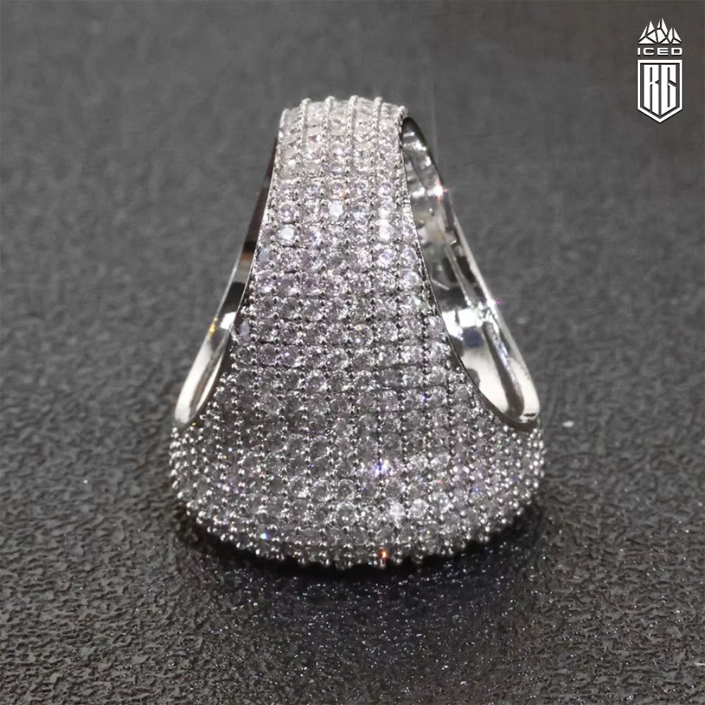 Nhẫn to bản, cho nam. Big Round Ring Luxury Full Diamond Signet Ring Cubic Zirconia. NX-CZ-10003