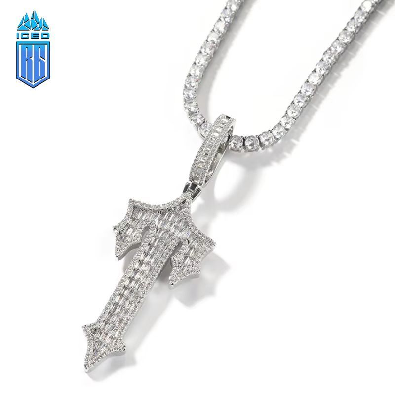 Mặt dây chuyền Cross CZ Stone Paved Bling Iced Out Anchor Cross Pendants Necklace MDC-CZ-10005