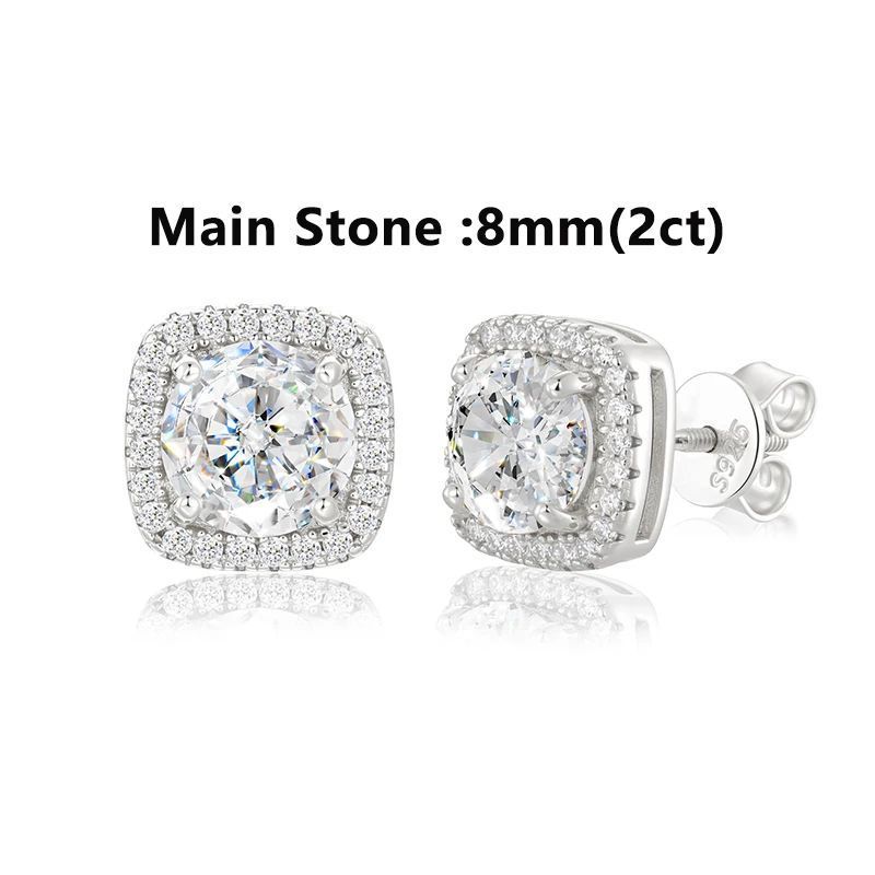 Bông tai 0.3-4CT D VVS1 Moissanite Stud Earrings 925 Sterling Silver Sparkling BT-CZ-10003
