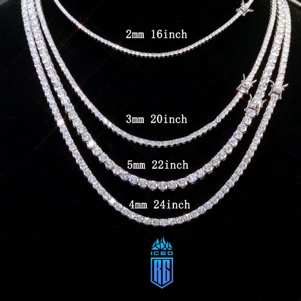 Moissanite Tennis Chain Necklace 925 Silver Iced Out VVS Pass Diamond Tester 2/3/4/5mm DC-MS-10003