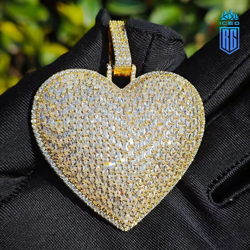 Mặt dây chuyền trái tim CZ Stone Paved Bling Cubic Zirconia Heart Pendants Necklace. MDC-CZ-10007