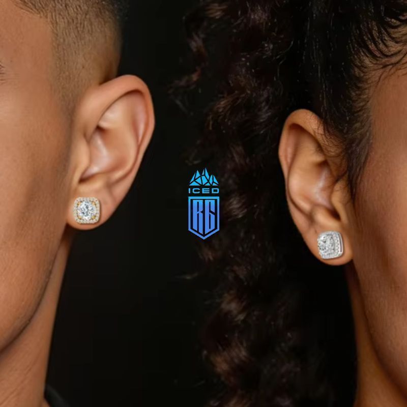 Bông tai 0.3-4CT D VVS1 Moissanite Stud Earrings 925 Sterling Silver Sparkling BT-CZ-10003