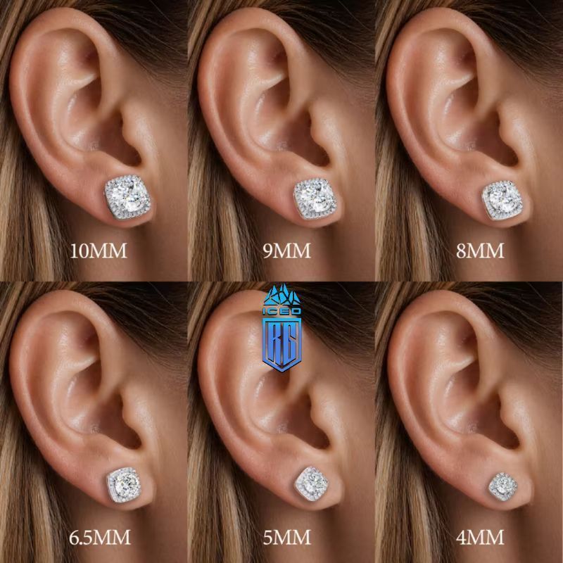 Bông tai 0.3-4CT D VVS1 Moissanite Stud Earrings 925 Sterling Silver Sparkling BT-CZ-10003