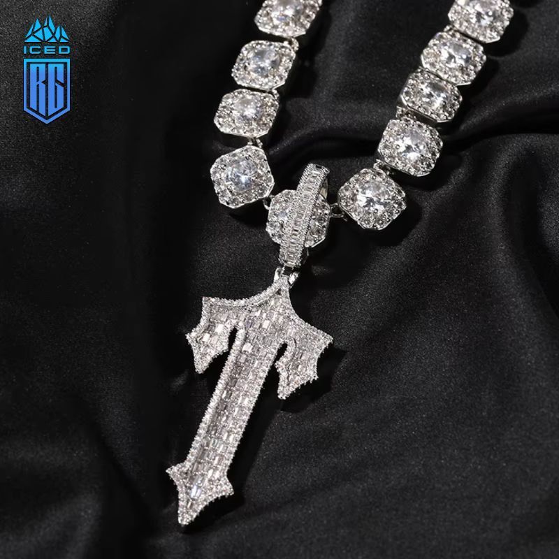 Mặt dây chuyền Cross CZ Stone Paved Bling Iced Out Anchor Cross Pendants Necklace MDC-CZ-10005