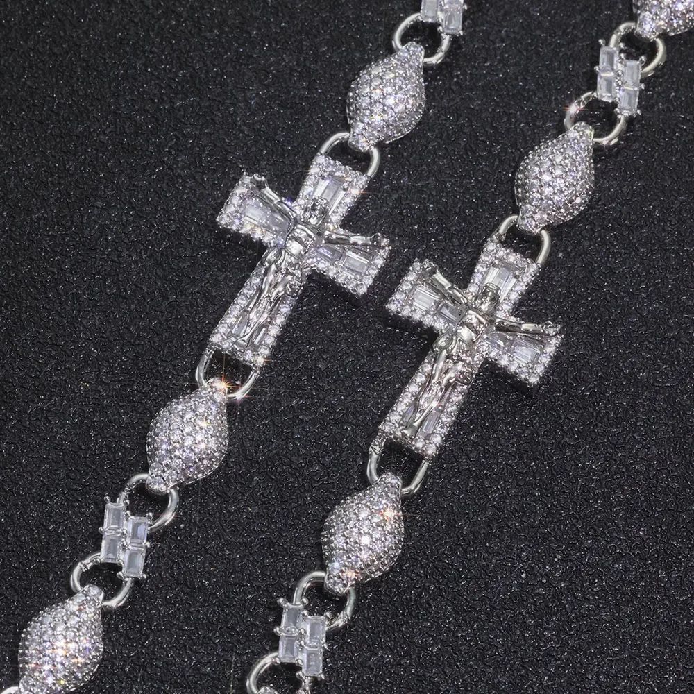 Lắc tay Thánh Giá 8mm Cross Chain Bracelet CZ 18k Gold Plated LT-CZ-10006
