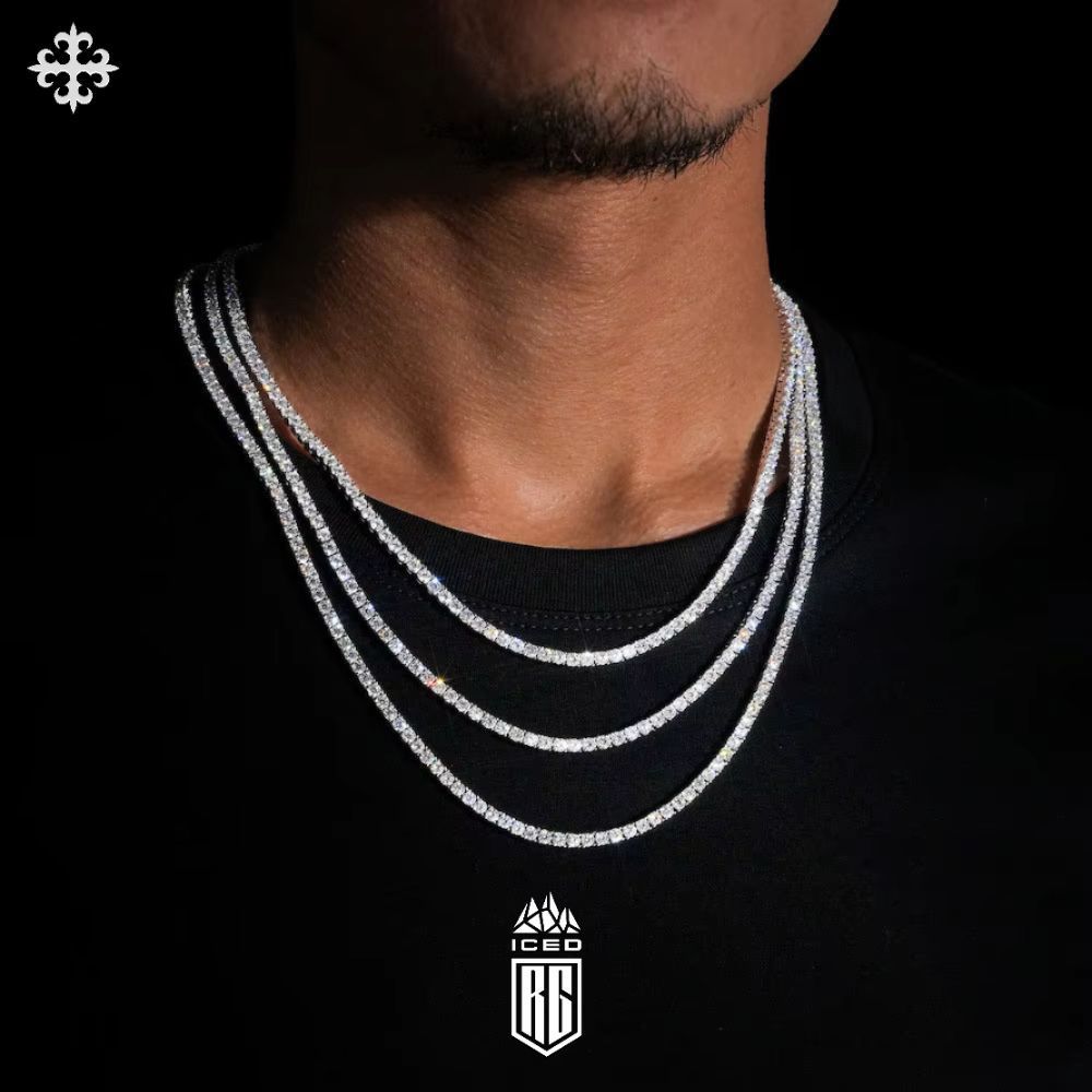 Dây chuyền 2/3/4/5mm Moissanite. Tennis Chain Hip Hop VVS Moissanite Tennis Necklace LT-CZ-10008