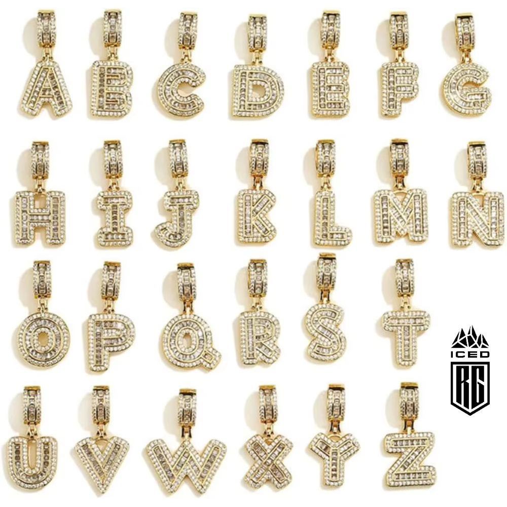 Mặt dây chuyền A tới Z. Gold Letter Hip Hop Bling Zircon Rock Sugar Single A To Z. MDC-CZ-10001