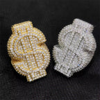 Nhẫn Hip Hop Đô la. Full Ice Out Zircon Money Big $ 18k Gold Plated Ring For Women Men. NX-CZ-10001