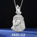 Mặt dây chuyền Jesus Christ Head Pendant Moissanite Praying Hands Charm 925 Silver. MDC-CZ-10008