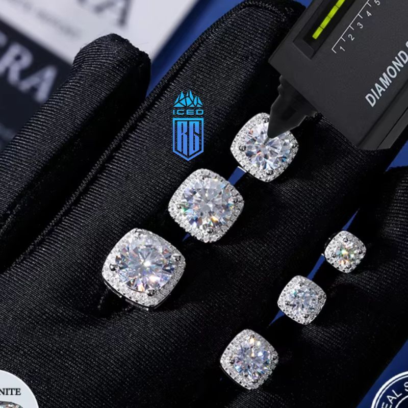 Bông tai 0.3-4CT D VVS1 Moissanite Stud Earrings 925 Sterling Silver Sparkling BT-CZ-10003