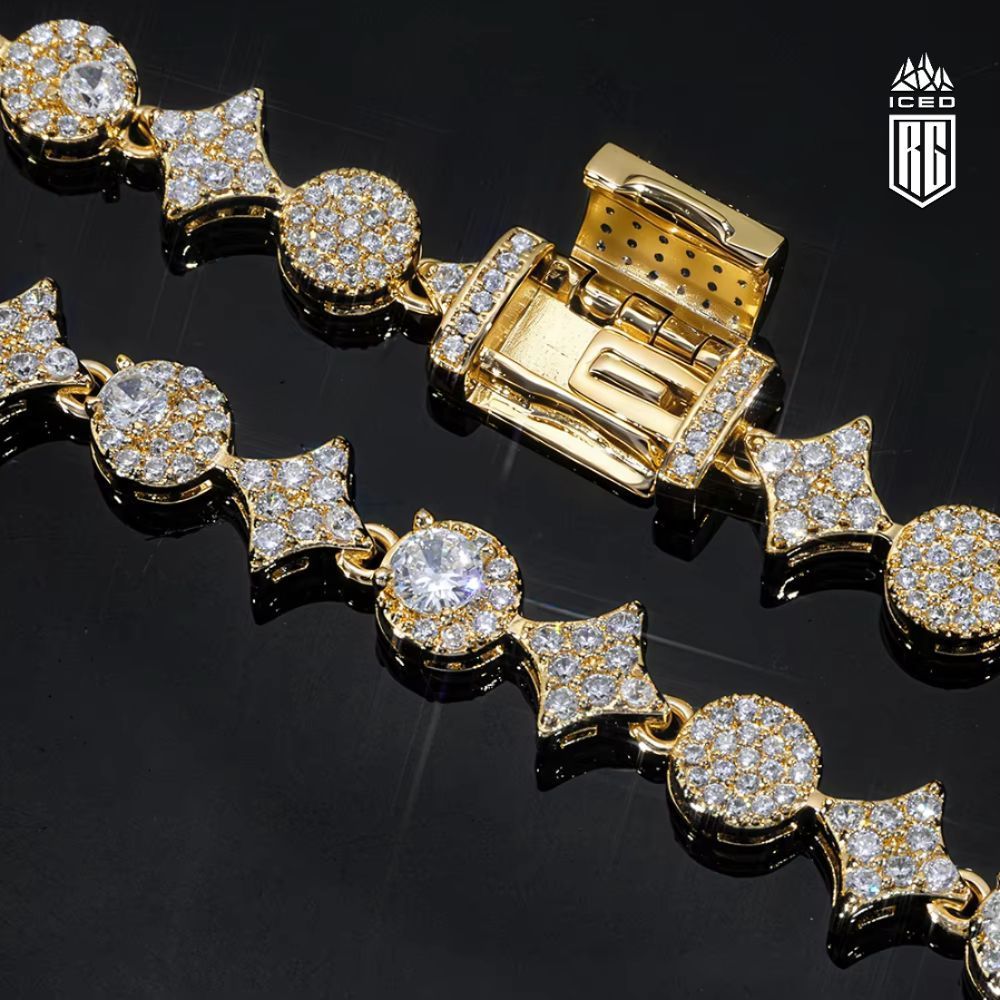 Dây chuyền, lắc tay ngôi sao. Mixed Quadrangular Star Tennis Chain Necklace CZ. DC-CZ-10005