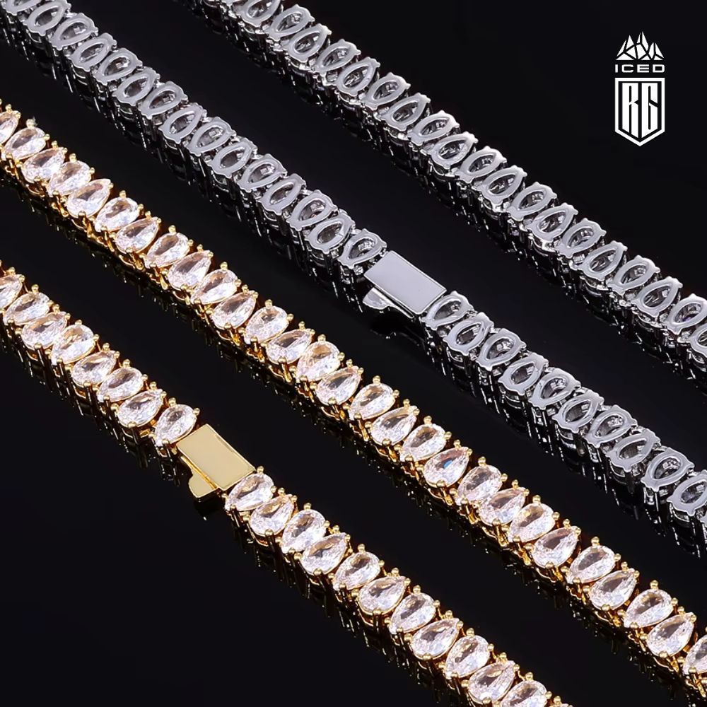 Dây chuyền hình giọt nước 6mm Iced Out Tennis Chain Water Drop Shape Cubic Zirconia. DC-CZ-10004