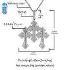 Mặt dây chuyền 3 Crosss CZ Stone Bling Ice Out Triple Cross Pendants Necklace. MDC-CZ-10006