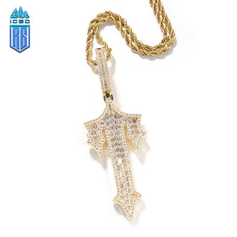 Mặt dây chuyền Cross CZ Stone Paved Bling Iced Out Anchor Cross Pendants Necklace MDC-CZ-10005