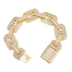 Lắc tay tấm viên, và baguette. Shiny Iced Out Bracelet Cubic Zirconia Cuban Link. LT-CZ-10005