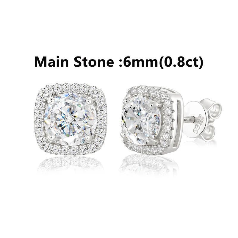 Bông tai 0.3-4CT D VVS1 Moissanite Stud Earrings 925 Sterling Silver Sparkling BT-CZ-10003
