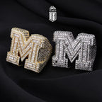 Nhẫn chữ M. Brilliant Rectangle M Initial Letter Ring For Unisex jewelry. NX-CZ-10005