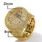 Nhẫn to bản, cho nam. Big Round Ring Luxury Full Diamond Signet Ring Cubic Zirconia. NX-CZ-10003