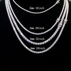 Dây chuyền 2/3/4/5mm Moissanite. Tennis Chain Hip Hop VVS Moissanite Tennis Necklace LT-CZ-10008