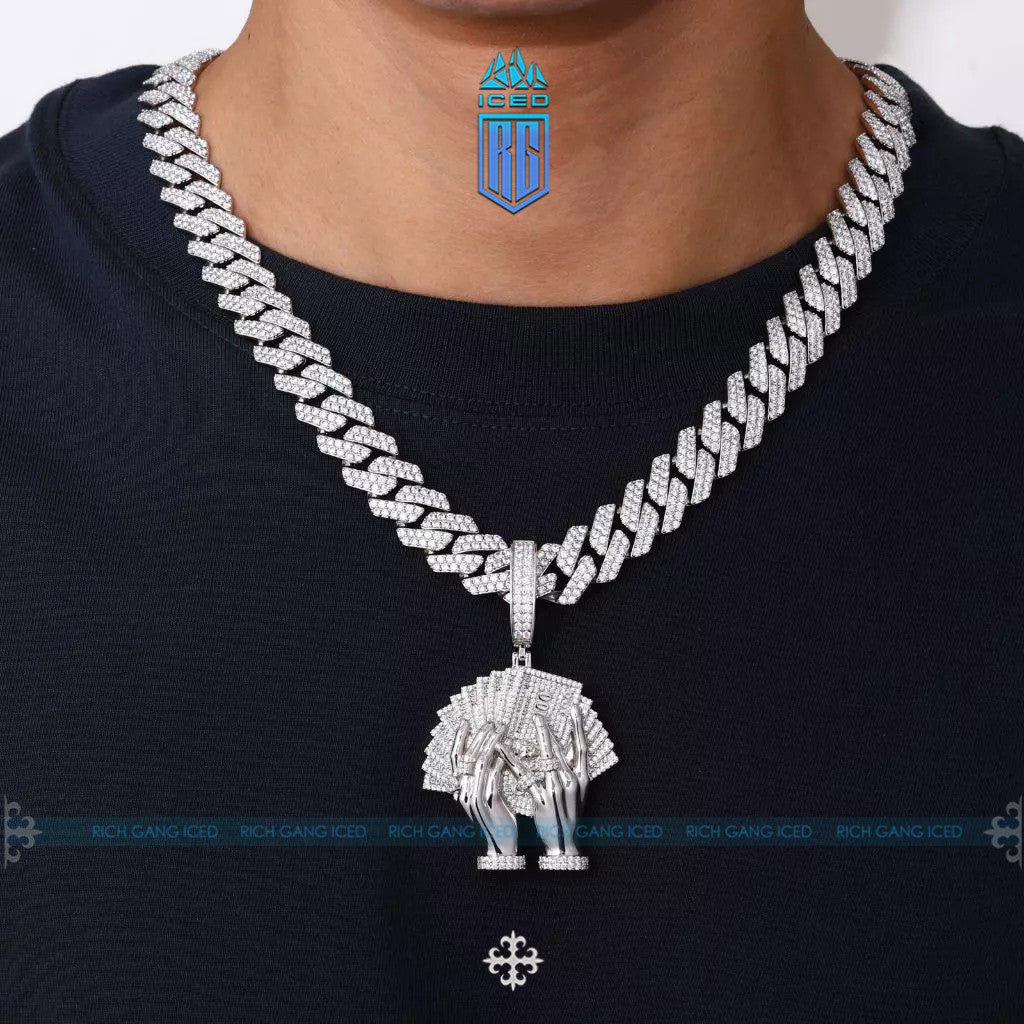 Men Luxury Iced Out Street Jewelry Gold Plated 925 Sterling Silver VVS Moissanite Diamond Hip Hop Flaunt Money Hand Pend